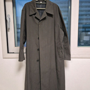 [유니클로] 남성 체크 패턴 트렌치 코트 판매합니다(사이즈: XL/색상: 카키)