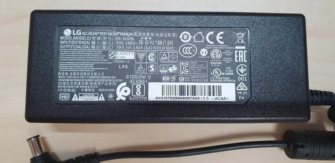 LG AC 어댑터 19V 3.42A 65W DA-65G19 32UD59 32인치 모니터 부속품_2-2 이미지