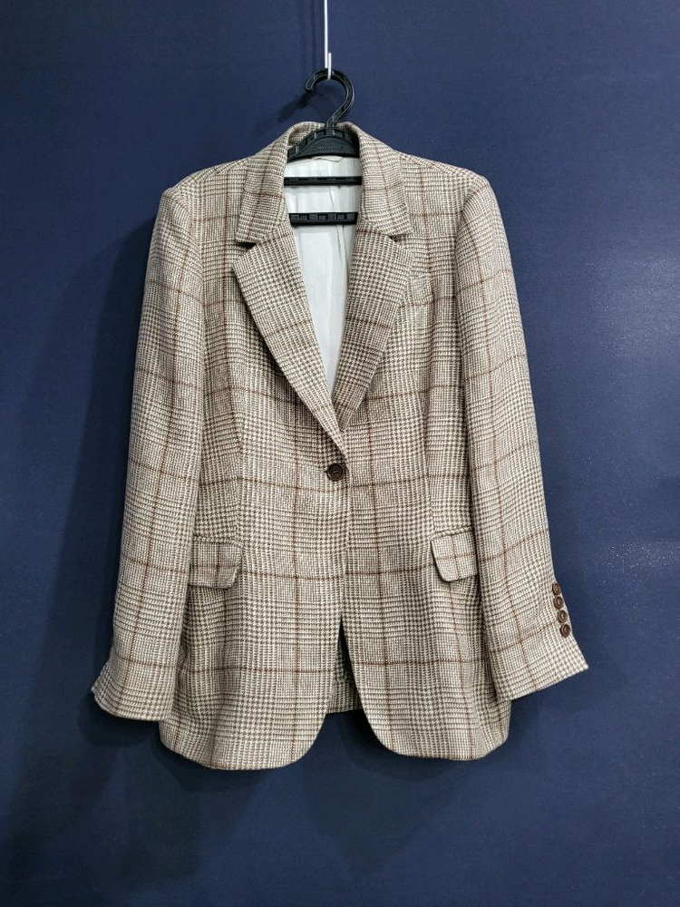 브루넬로 쿠치넬리 마100% 하운드투스 체크자켓--3