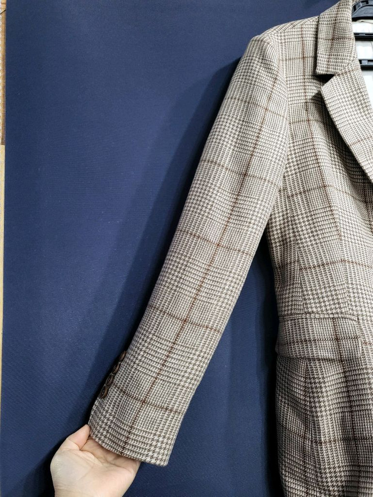 브루넬로 쿠치넬리 마100% 하운드투스 체크자켓--4