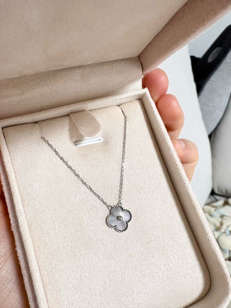 14k 화이트골드 클로버 목걸이 반클리프 제작 목걸이 택포--6