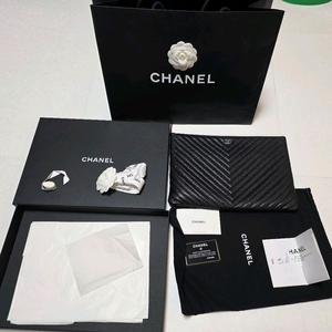 샤넬 클러치 캐비어 쉐브론 라지 풀박스