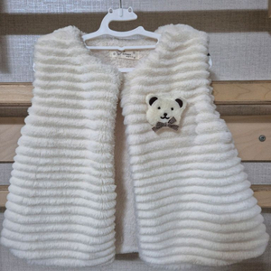 여아동 아이보리 퍼조끼(4-6세)