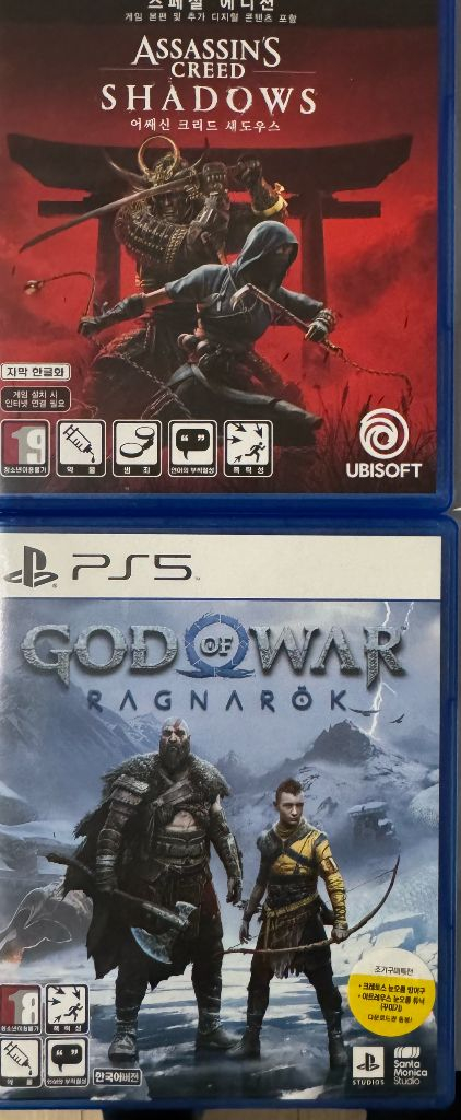 PS5 어썌씬크리드 쉐도우스 / 갓오브워 + PS4 용과같이7 게임 세트 이미지