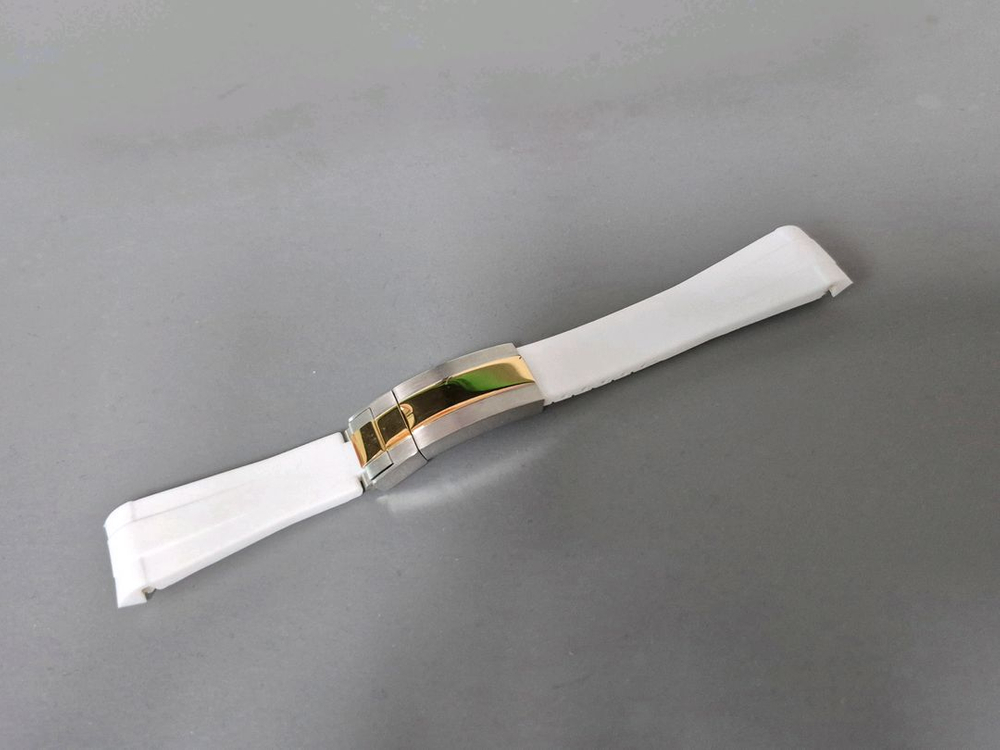 시계 화이트 러버밴드 스트랩 콤비버클--1