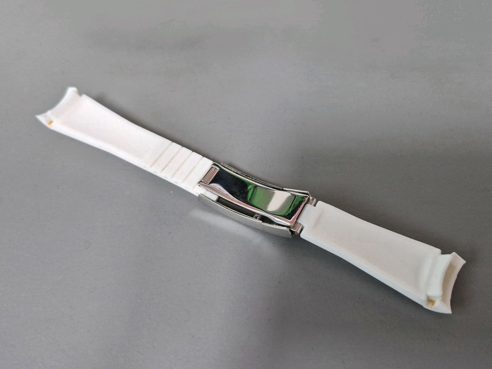 시계 화이트 러버밴드 스트랩 콤비버클--2