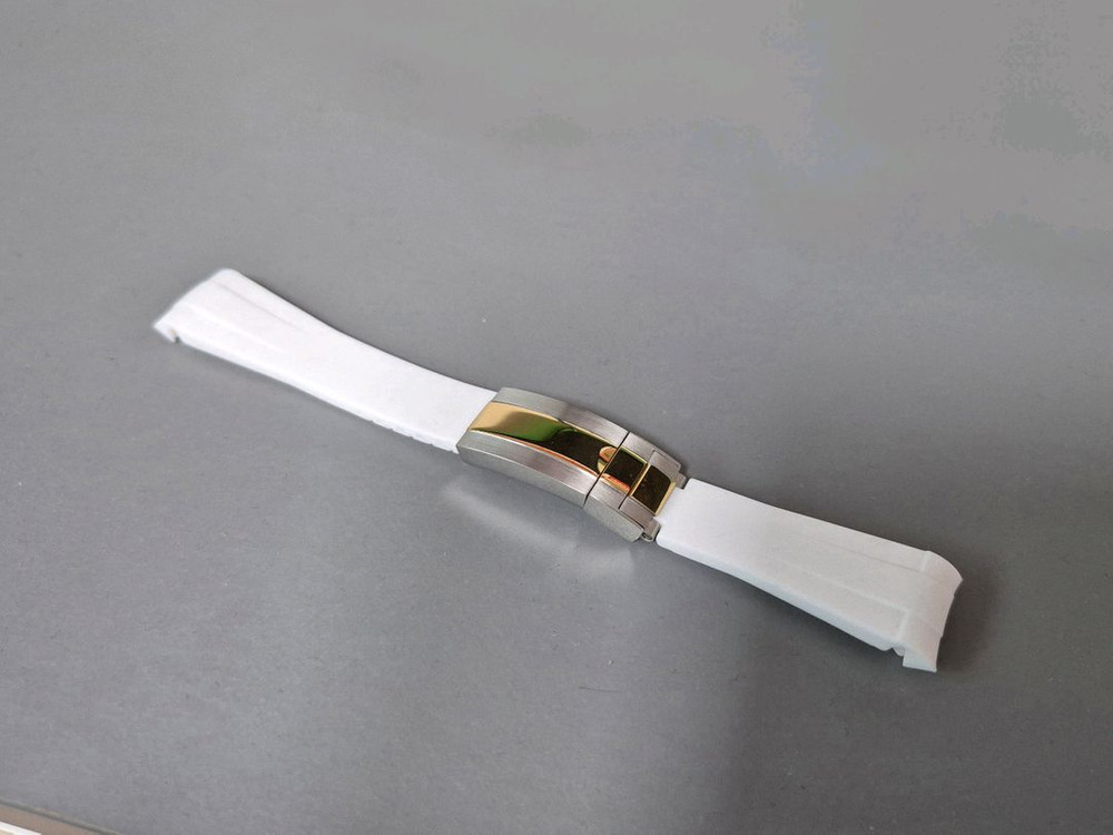 시계 화이트 러버밴드 스트랩 콤비버클--3