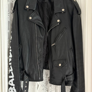 발렌시아가 블랙 가죽 라이더 자켓