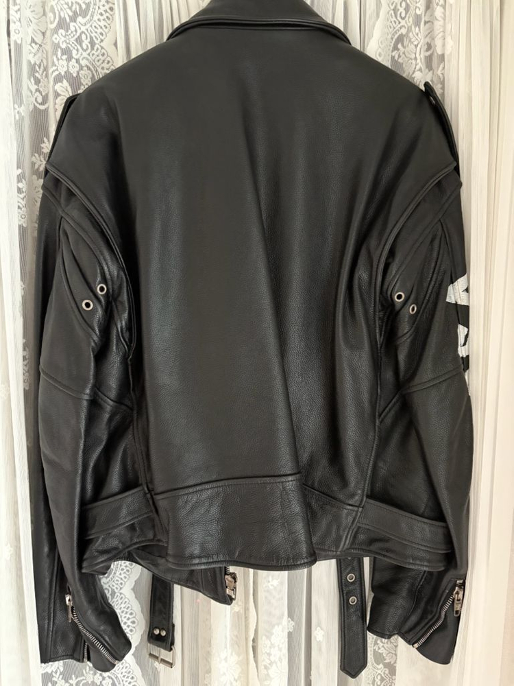 발렌시아가 블랙 가죽 라이더 자켓--1