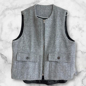 거의 새상품 따뜻한 모 퀼팅 디자이너 베스트 조끼 (556677 사이즈)