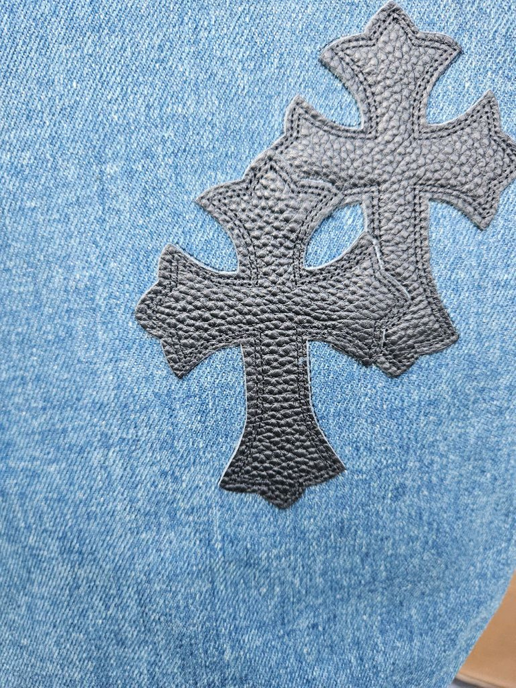 크롬하츠 데님 레더패치 가방 백--1