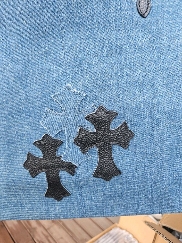 크롬하츠 데님 레더패치 가방 백--2