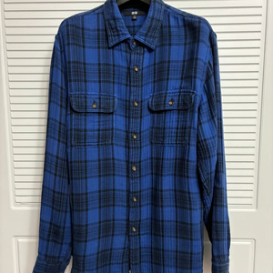 유니클로 남녀공용 체크 셔츠 - 블루 / M사이즈