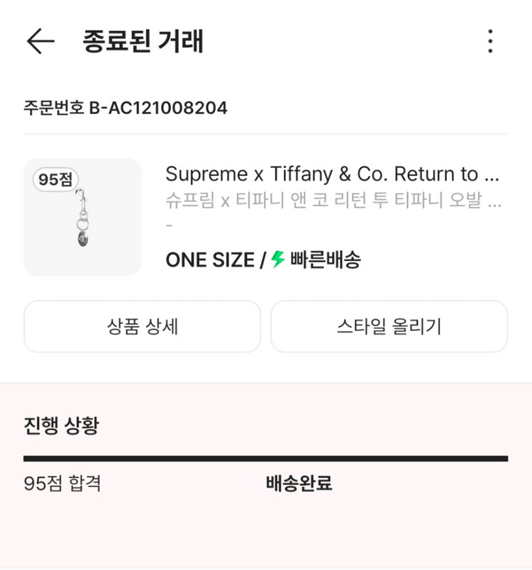 티파니앤코x슈프림 리턴 투 티파니 오발 태그 키링 실버--4