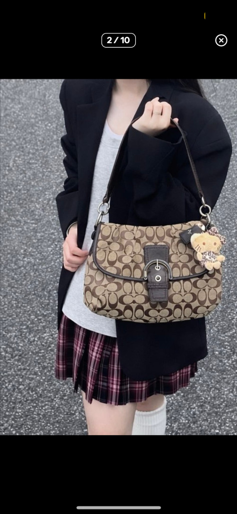 90s coach soho 코치 시그니처 소호 브라운 숄더백 핸드백--1