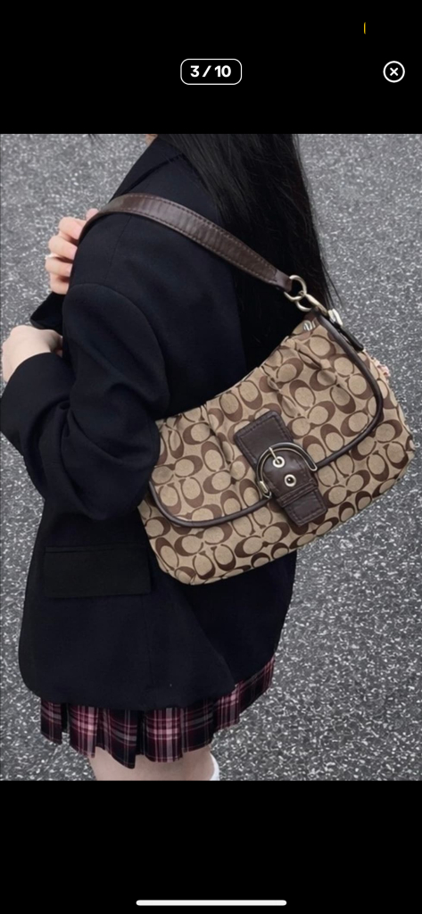 90s coach soho 코치 시그니처 소호 브라운 숄더백 핸드백--2