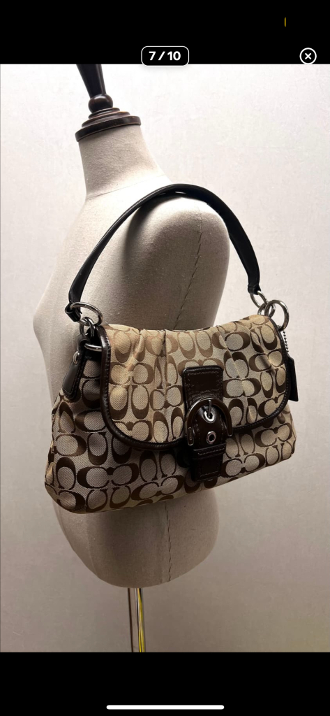 90s coach soho 코치 시그니처 소호 브라운 숄더백 핸드백--6