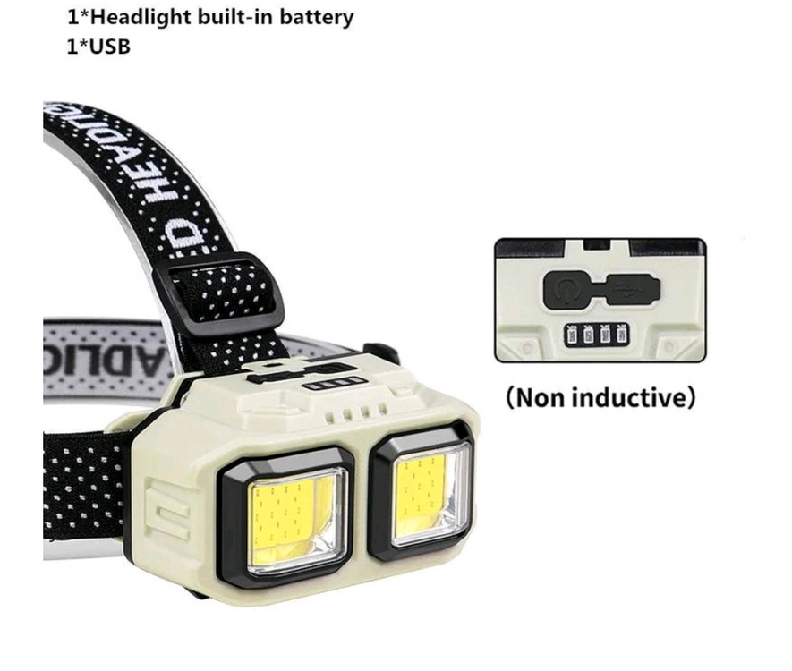 C타입 충전식 밝은 COB LED 헤드랜턴(밝음,리튬이온18650배터리 포함) 이미지