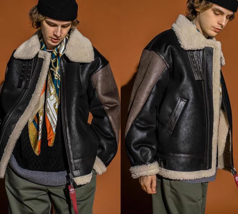 알파인더스트리 x 몽키타임 일본 꼴라보 블랙 L 무스탕 이미지