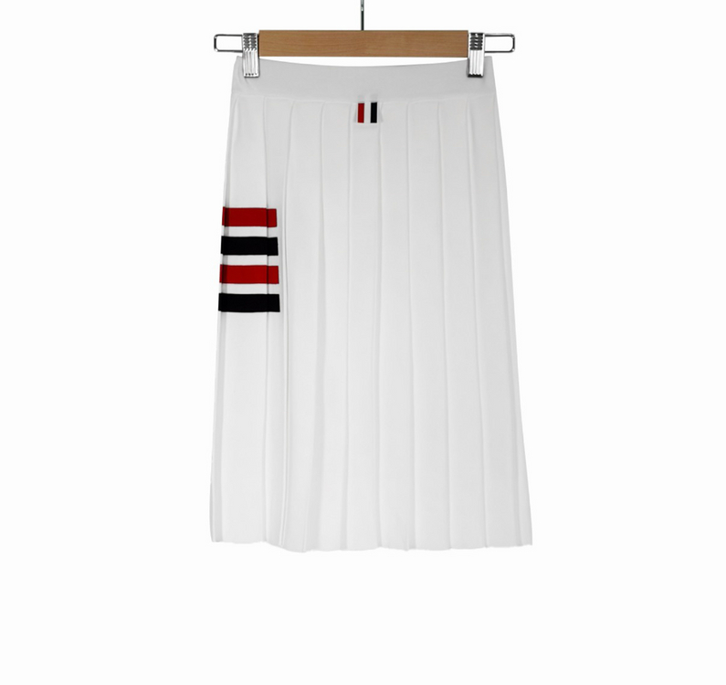 [36] 톰브라운 4바 플리츠 치마 미디 스커트 화이트--2