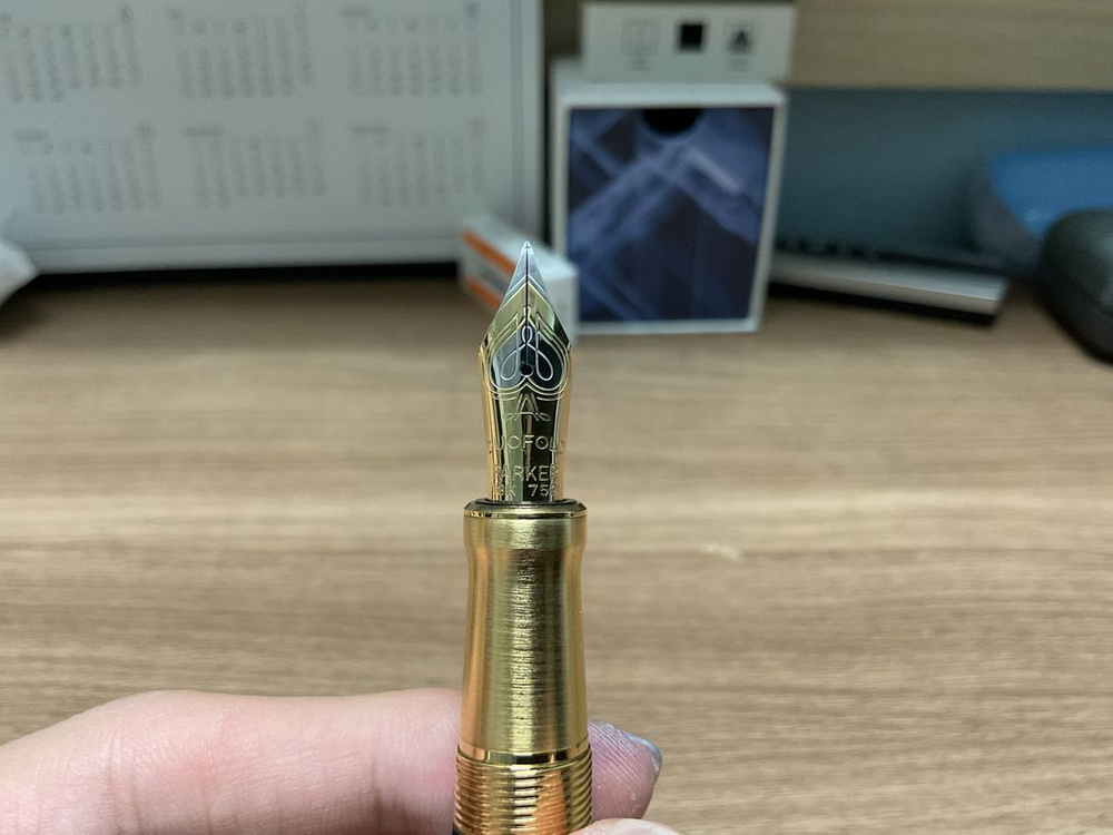 파카 듀오폴드 프레스티지 블루 쉐브론 만년필 f닙--0