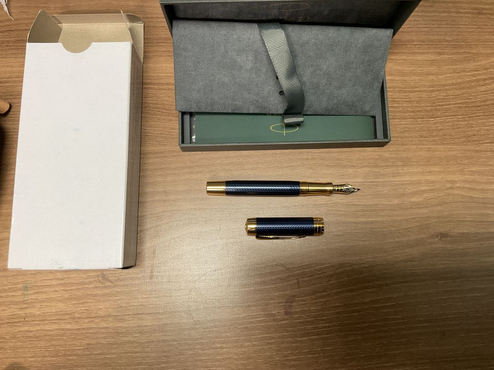 파카 듀오폴드 프레스티지 블루 쉐브론 만년필 f닙--2