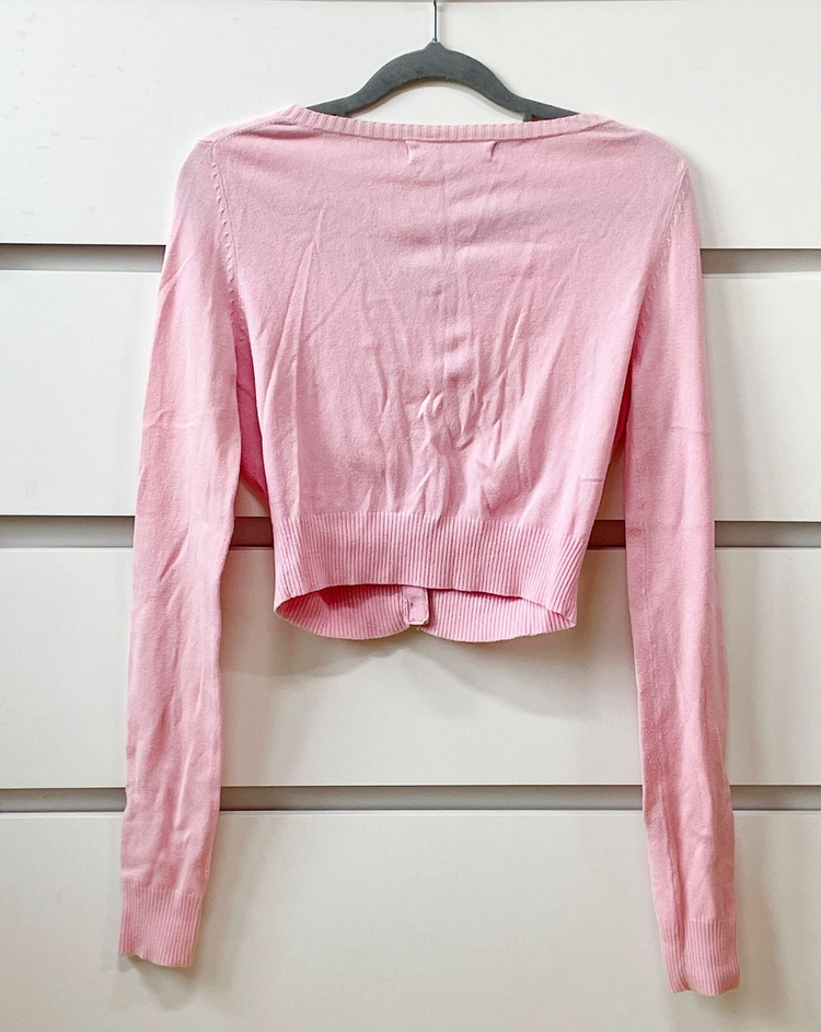 넘나 예쁜 라이트핑크 볼레로 니트 크롭 가디건 이미지