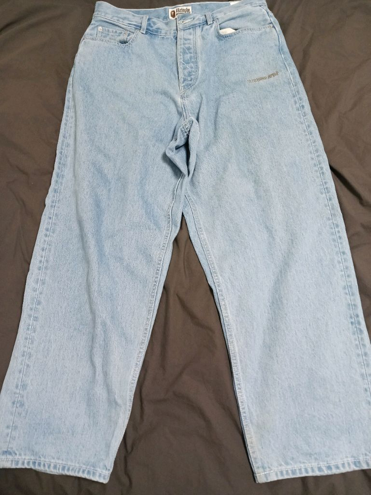 정품 베이프 스타패치 바지 데님 팬츠 배기바지--3