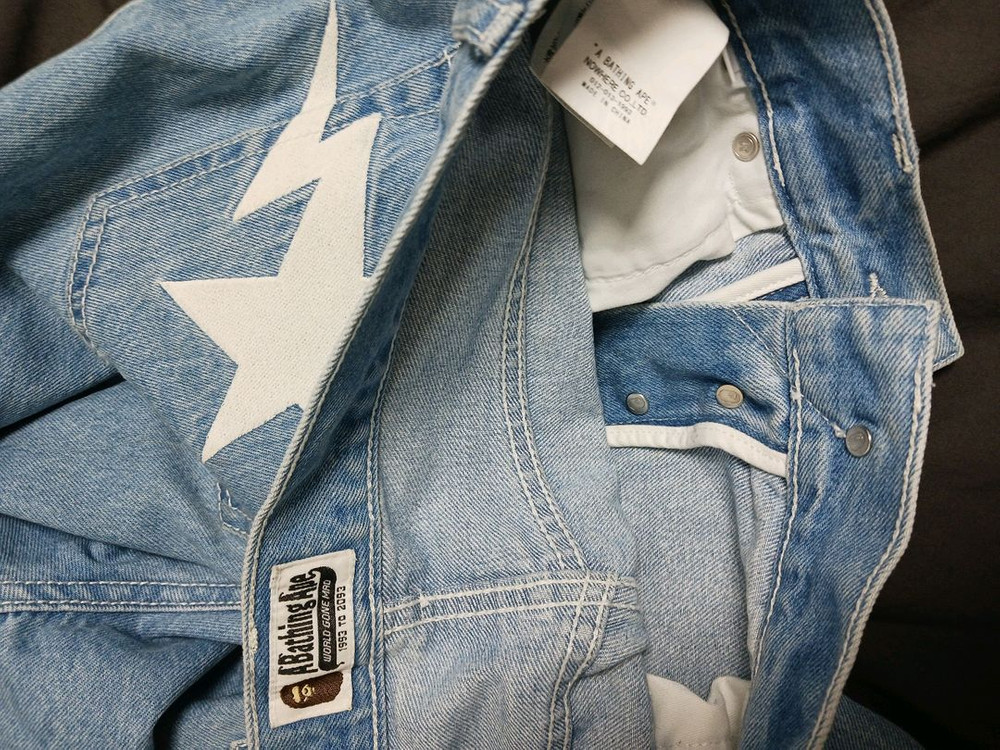 정품 베이프 스타패치 바지 데님 팬츠 배기바지--4