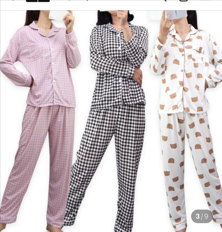 핑크잠옷 체크무늬--2