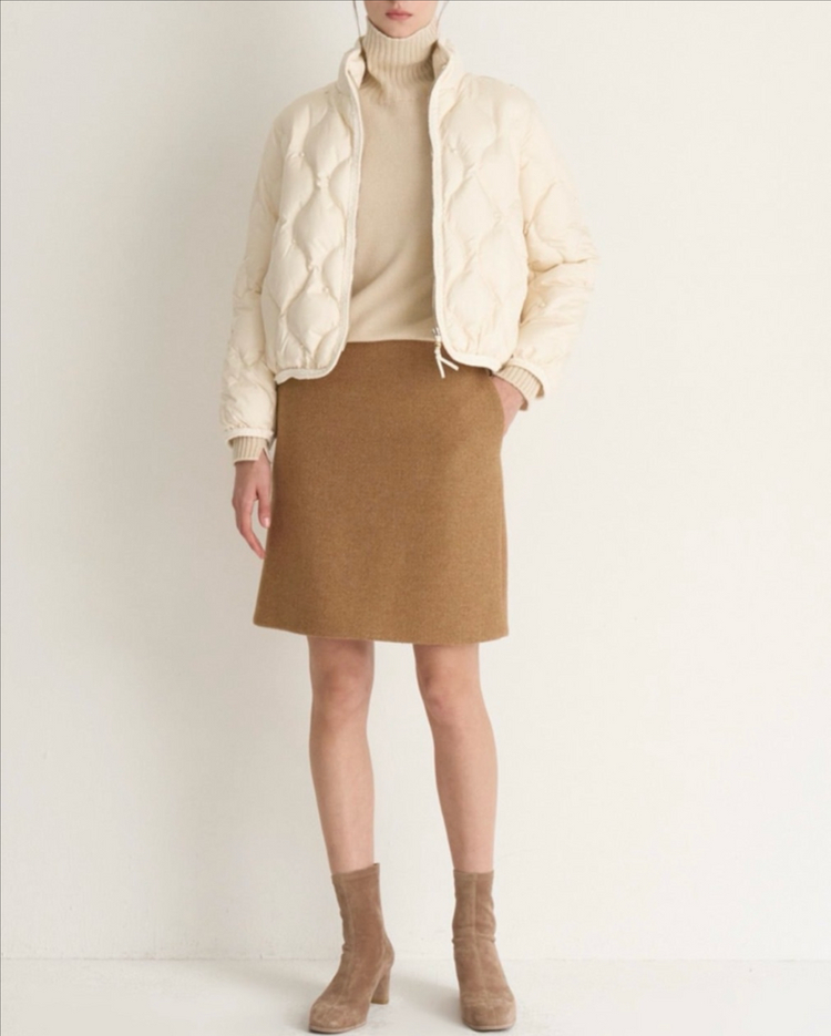 마인 MINE 펄 퀼팅 하이넥 구스 다운 점퍼 패딩 자켓--4