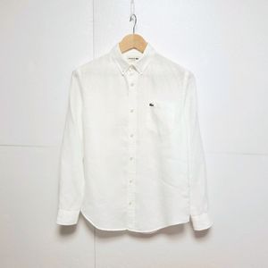 남성 라코스테 화이트 흰색 린넨 마 긴팔 남방 셔츠
