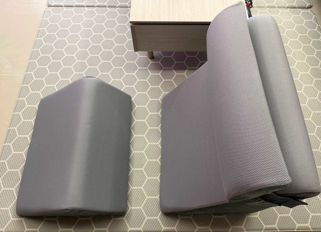 슬립웍스 침대등받이 쿠션 등쿠션 삼각 대형 모듈 메모리폼 역류성식도염베개 듈스 그레이벨벳--1