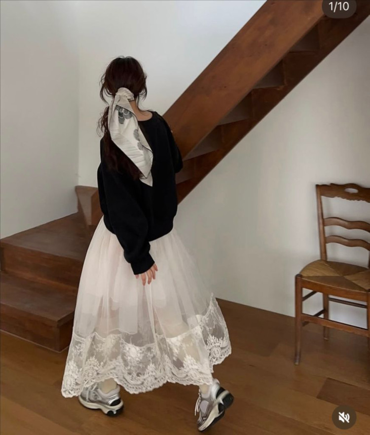 드레스반티아 레이스 레이어드 스커트 웨딩스냅 셀프웨딩 샤스커트 이미지