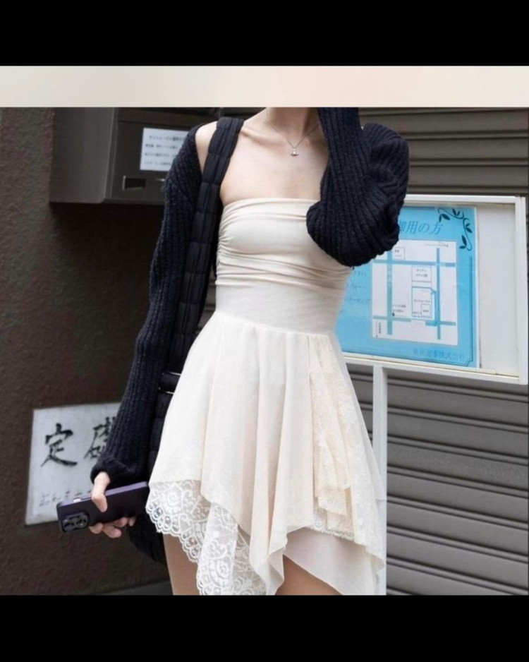 FaitParFoutch 페넬로페 레이스 튜브탑 미니원피스 휴양지원피스--0