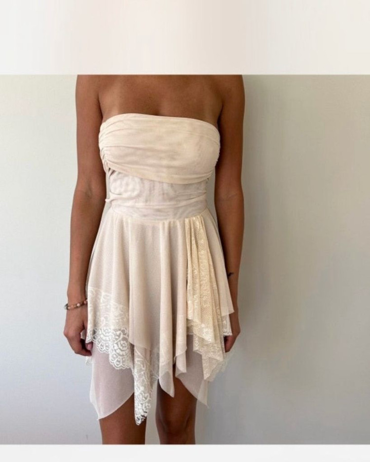 FaitParFoutch 페넬로페 레이스 튜브탑 미니원피스 휴양지원피스--1