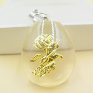 새 장미 24K 순금 크리스탈 황금 목걸이