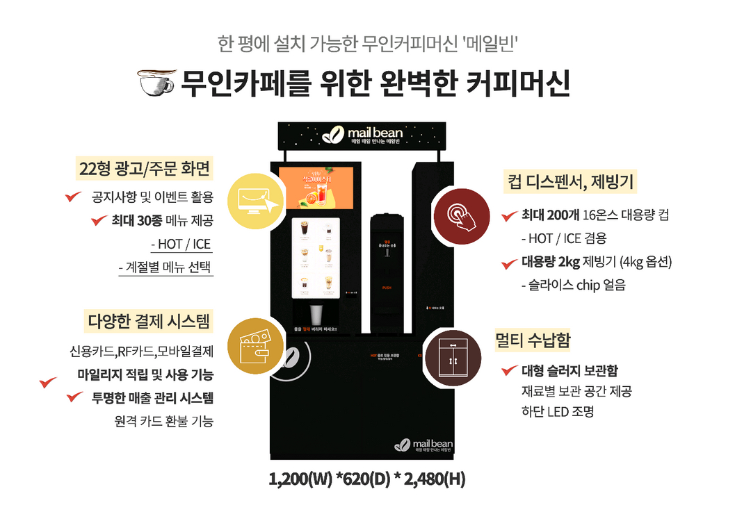 무인카페커피머신 메일빈 (내부세척 및 소모품교체 완료) 이미지