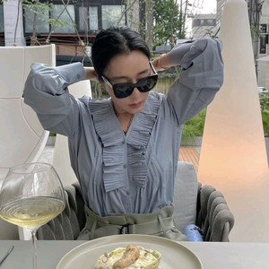 라온컴퍼니 뮤제라 블라우스 남방 튤립진 봄가을버전 이미지