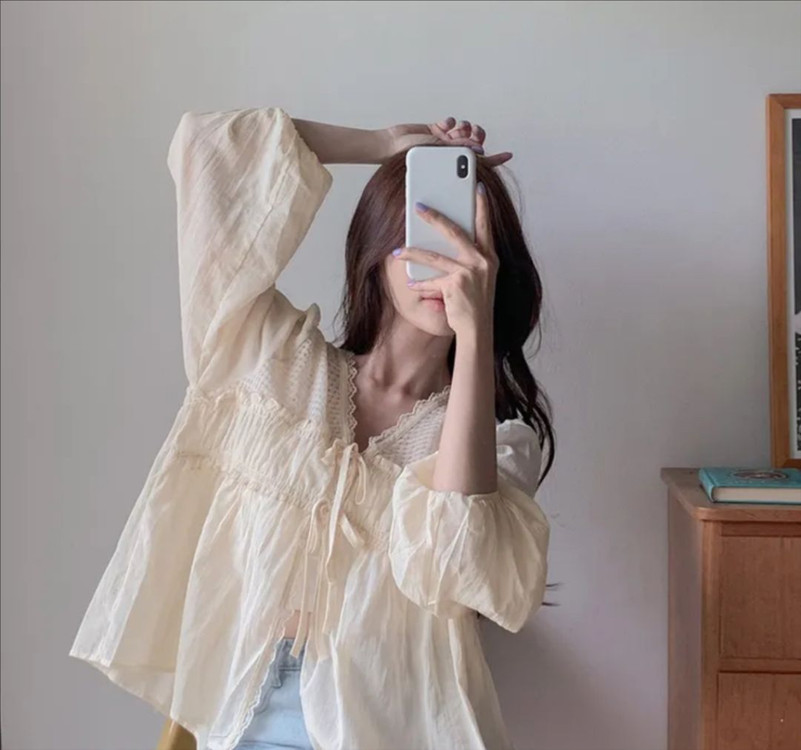 레이스 블라우스 아이보리 이미지