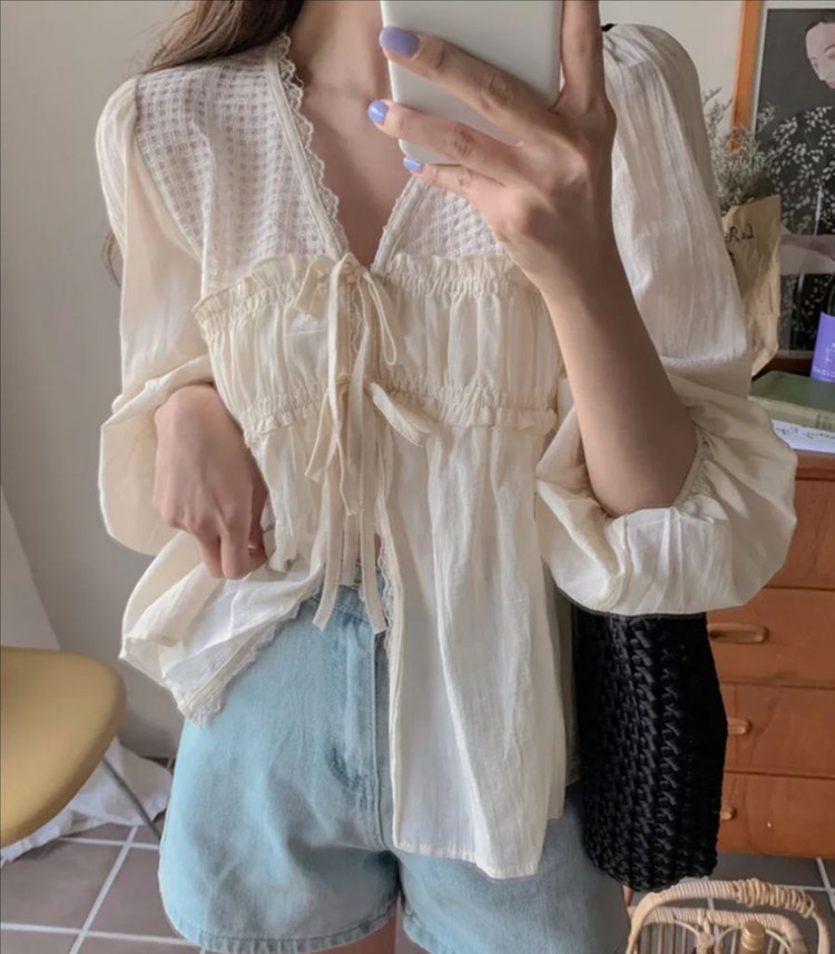 레이스 블라우스 아이보리 이미지