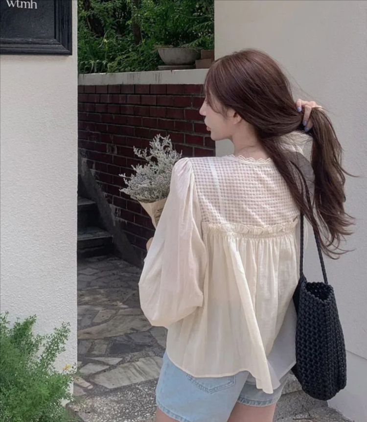 레이스 블라우스 아이보리 이미지