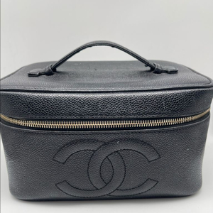 샤넬 블랙 캐비어 코스메틱 가방 이미지