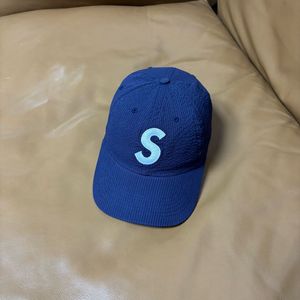 슈프림 S로고 6패널 볼캡 모자 24ss 시어서커 네이비