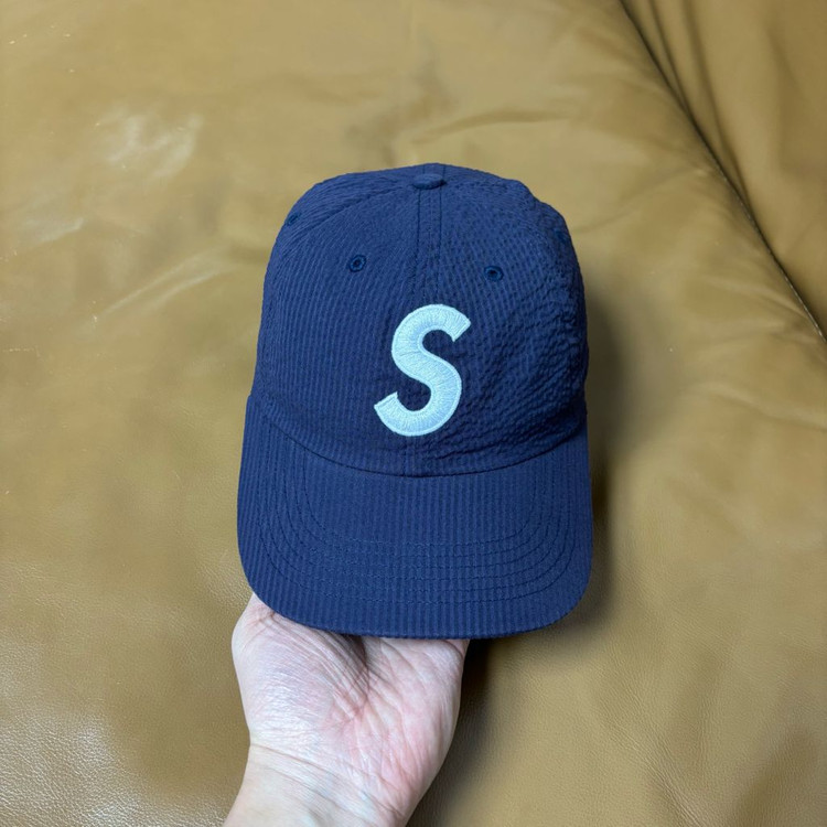 슈프림 S로고 6패널 볼캡 모자 24ss 시어서커 네이비--2