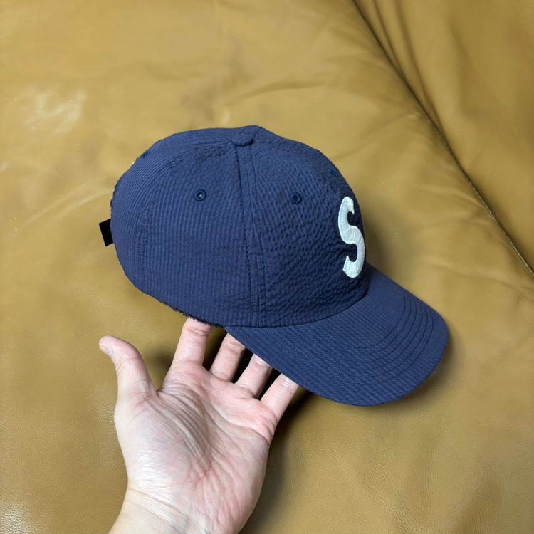 슈프림 S로고 6패널 볼캡 모자 24ss 시어서커 네이비--3