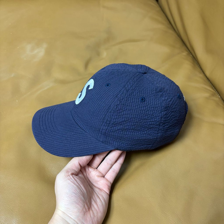 슈프림 S로고 6패널 볼캡 모자 24ss 시어서커 네이비--4