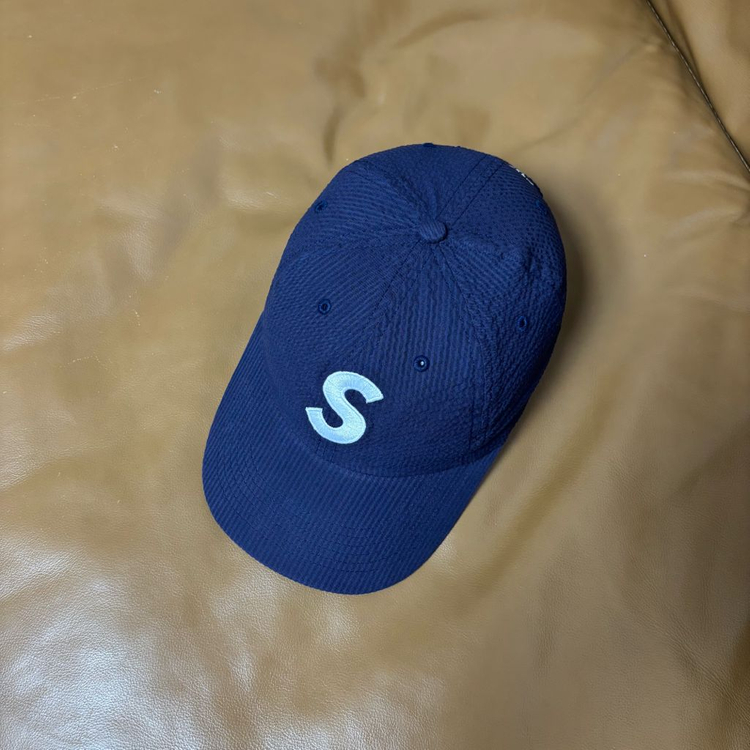 슈프림 S로고 6패널 볼캡 모자 24ss 시어서커 네이비--5