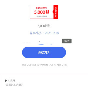홈플러스 온라인 5000원 상품권