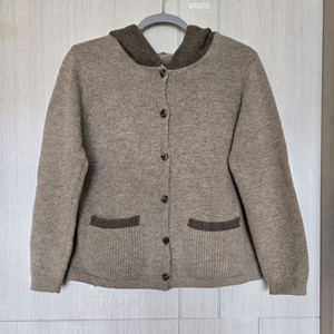 프리~77/ 더엘 내추럴스타일 울 혼방 후드 가디건